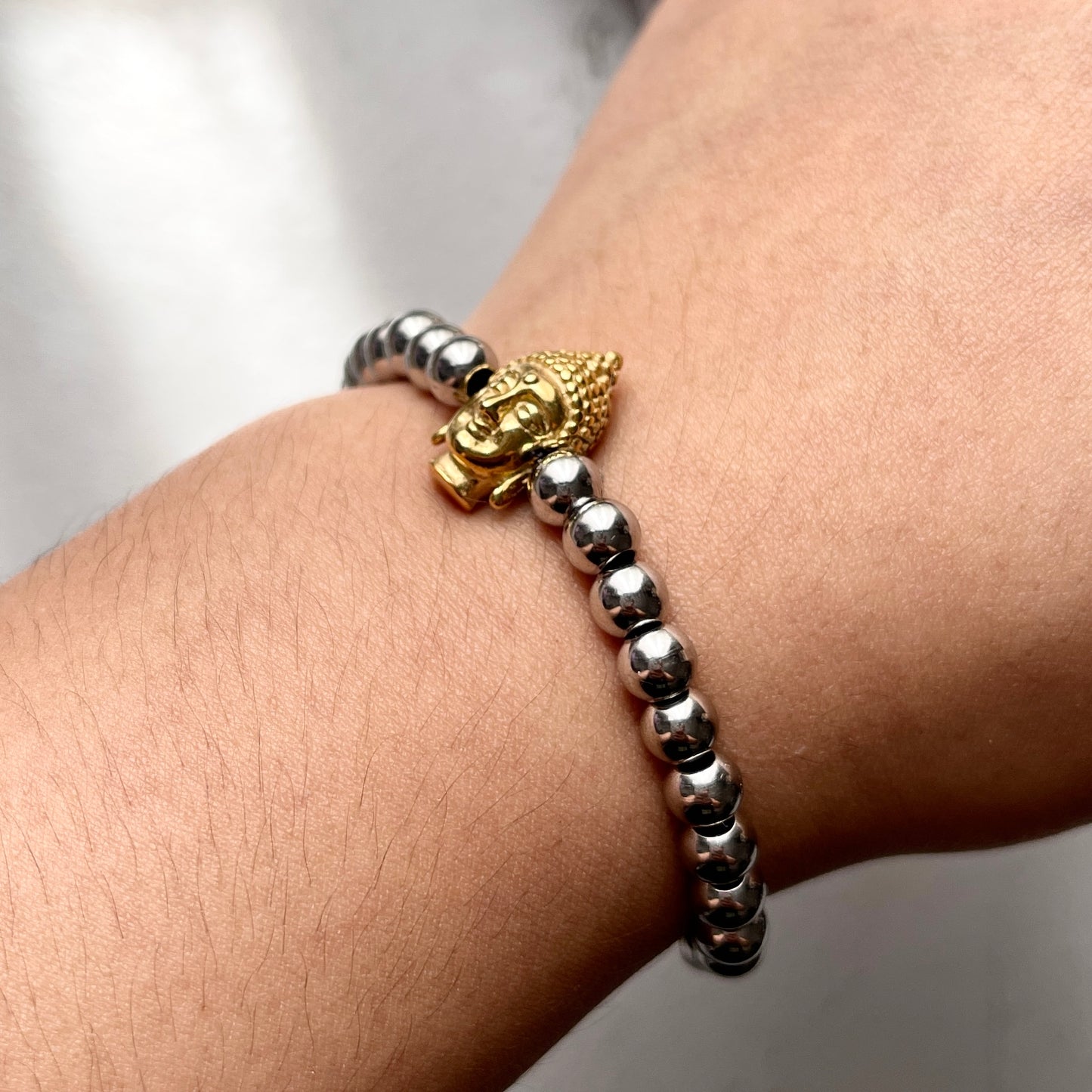 Elastic Buddha Bracelet (steel beads)