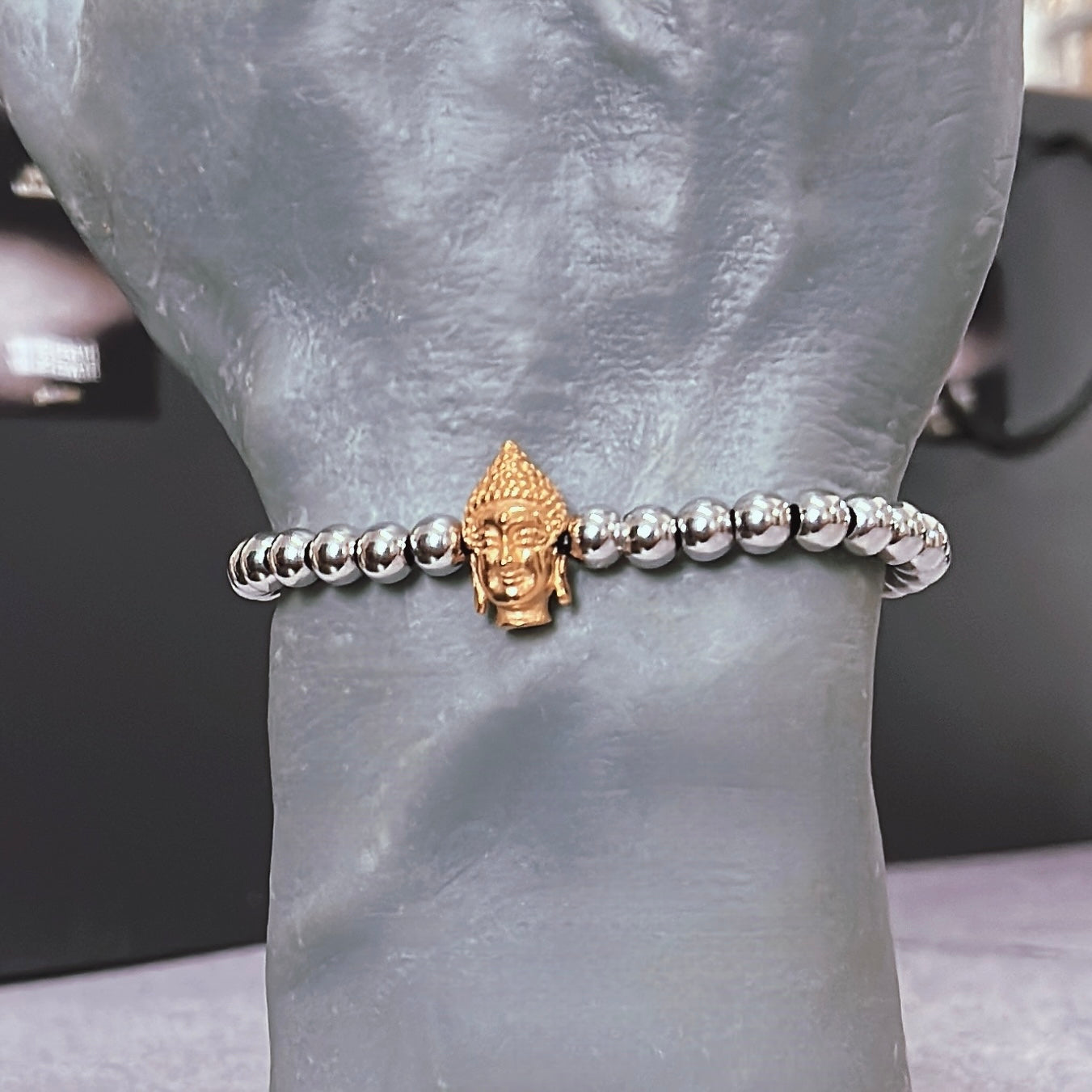 Elastic Buddha Bracelet (steel beads)