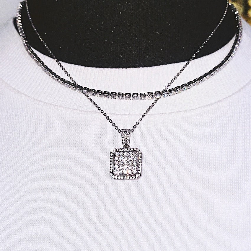 Iced Out Cushion-cut Pendant