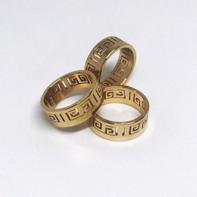 coldgold aztec mens gold ring