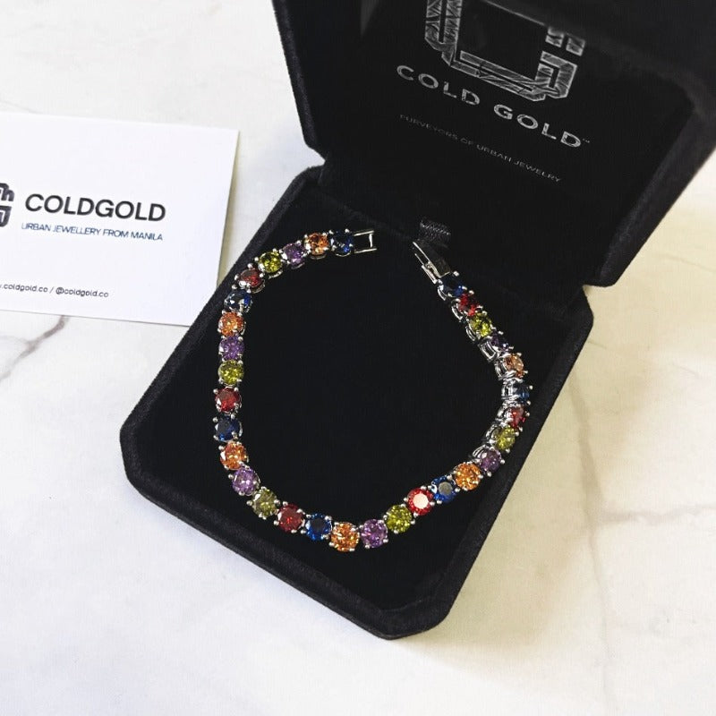 'KALEIDOSCOPE' White-Gold Tennis Bracelet 7.5"