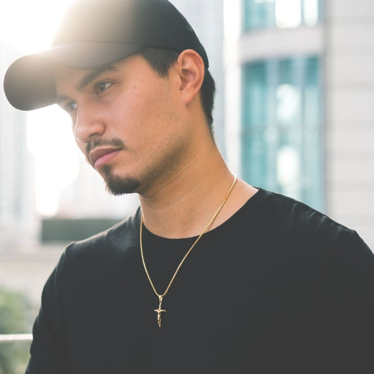 Mini Crucifix 2.0 - Necklace - Cold Gold Mens Gold Urban Contemporary Hiphop Jewelry