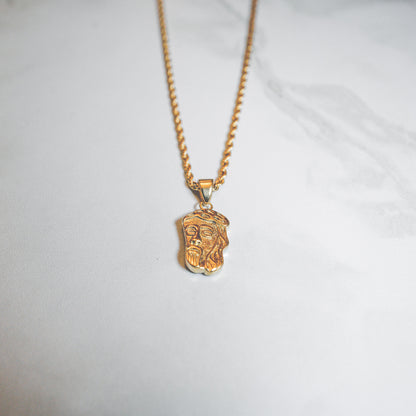 cold gold ph urban jewelry face of jesus micro with rope chain gold pvd plated