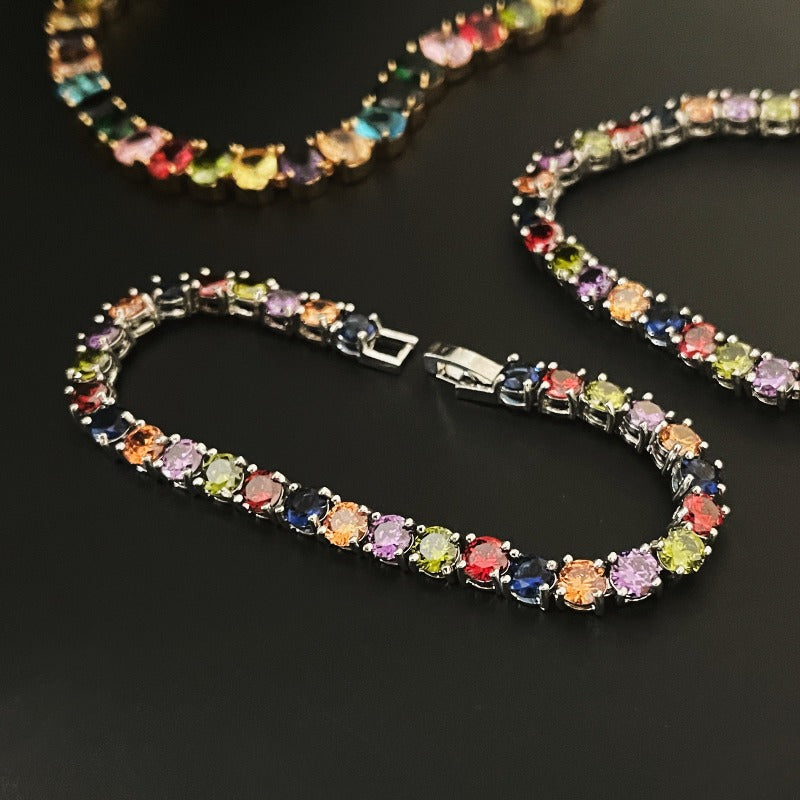 'KALEIDOSCOPE' White-Gold Tennis Bracelet 7.5"
