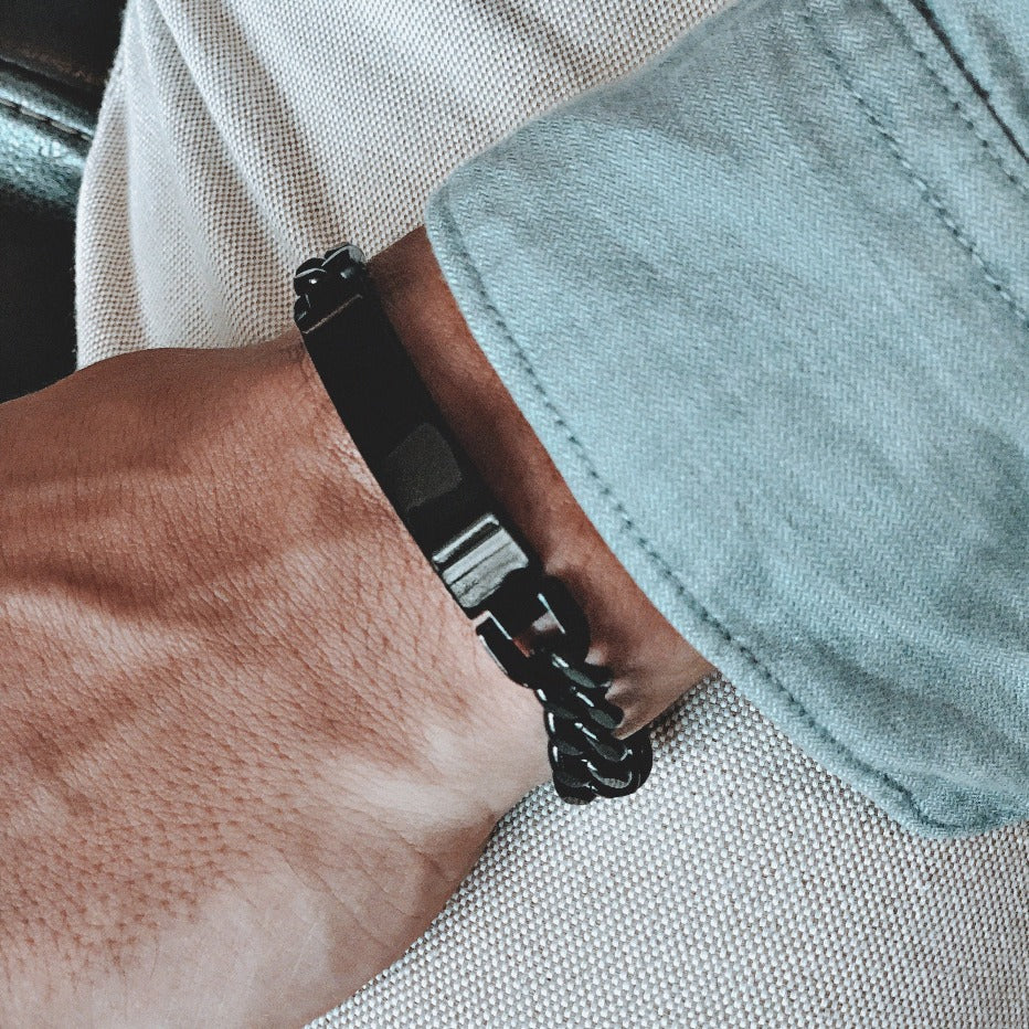 BLACK Cuban ID Bracelet