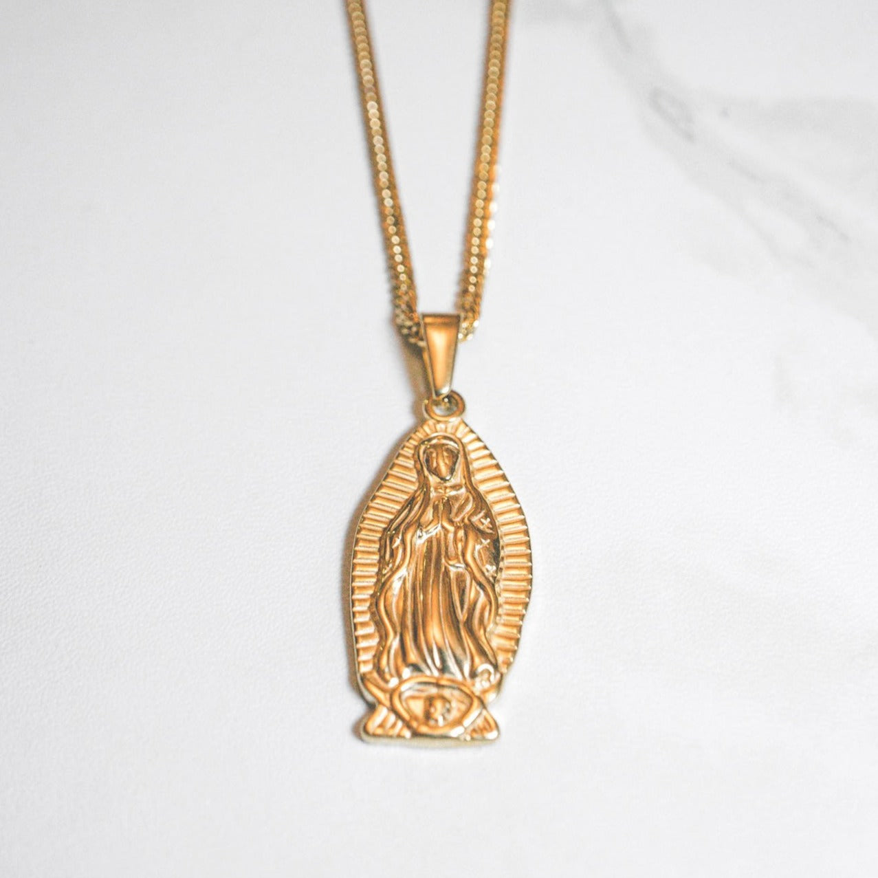 New Guadalupe (Mini) - Necklace - Cold Gold Mens Gold Urban Contemporary Hiphop Jewelry