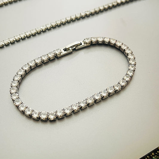 White gold Round-cut 5mm Tennis Bracelet 7"