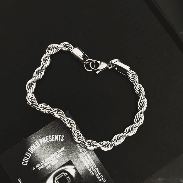 Steel Chrome Rope Bracelet