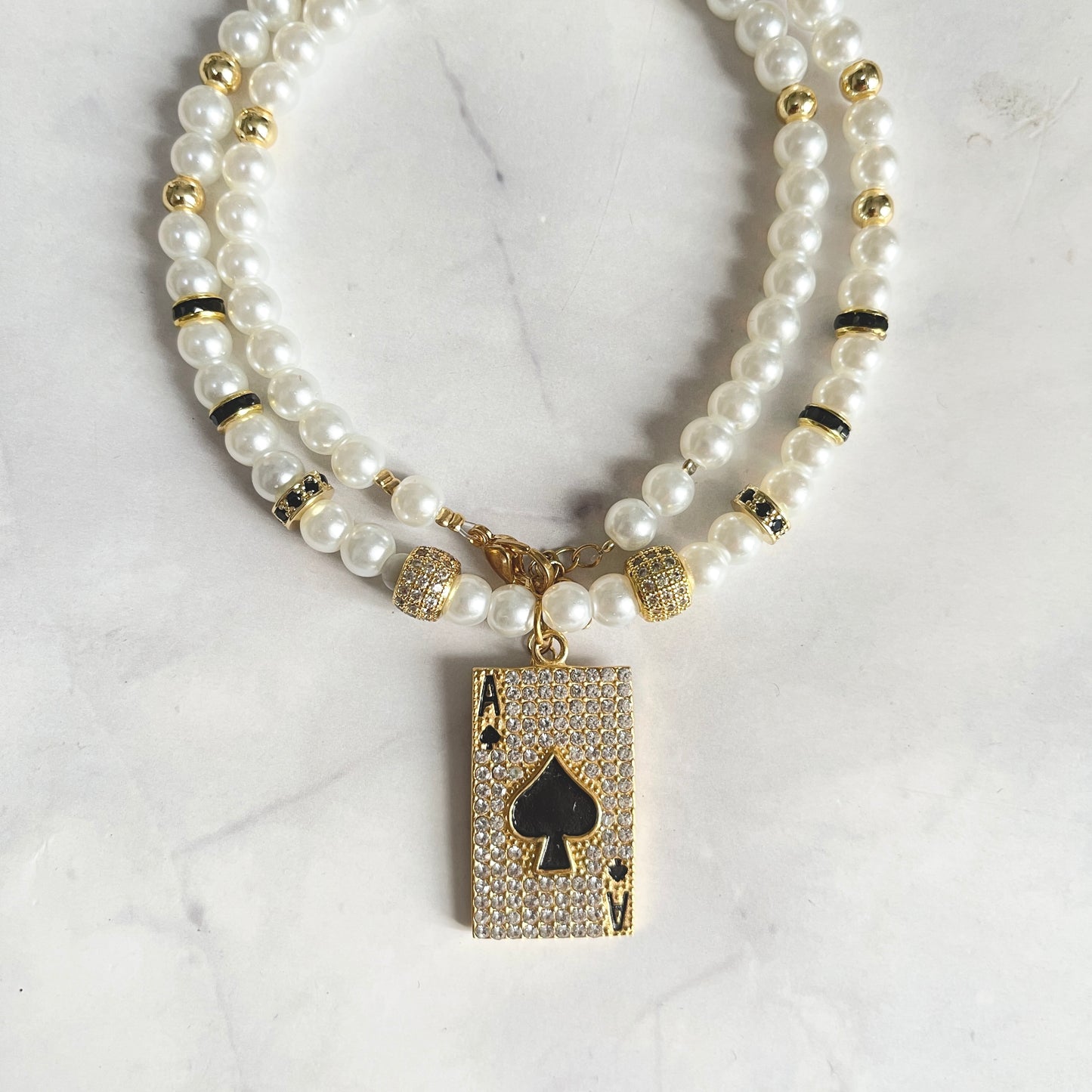 Ace of Spades Pearl Necklace