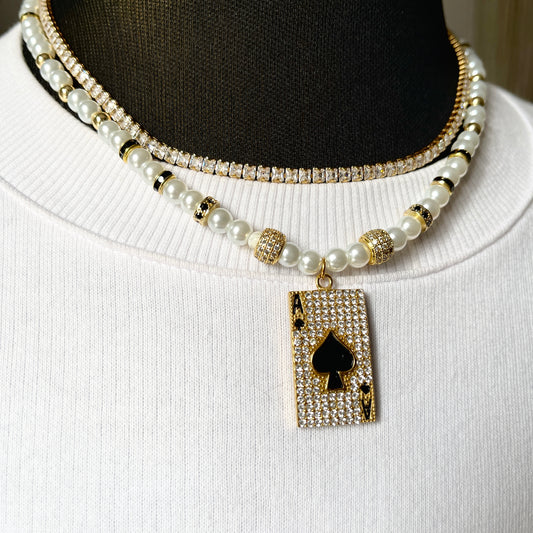 Ace of Spades Pearl Necklace