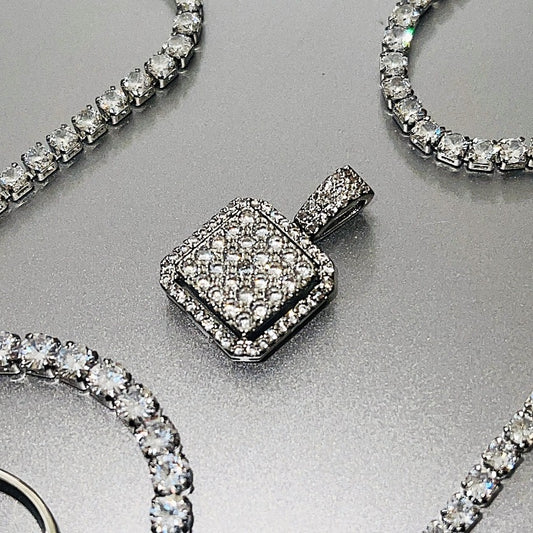 Iced Out Cushion-cut Pendant