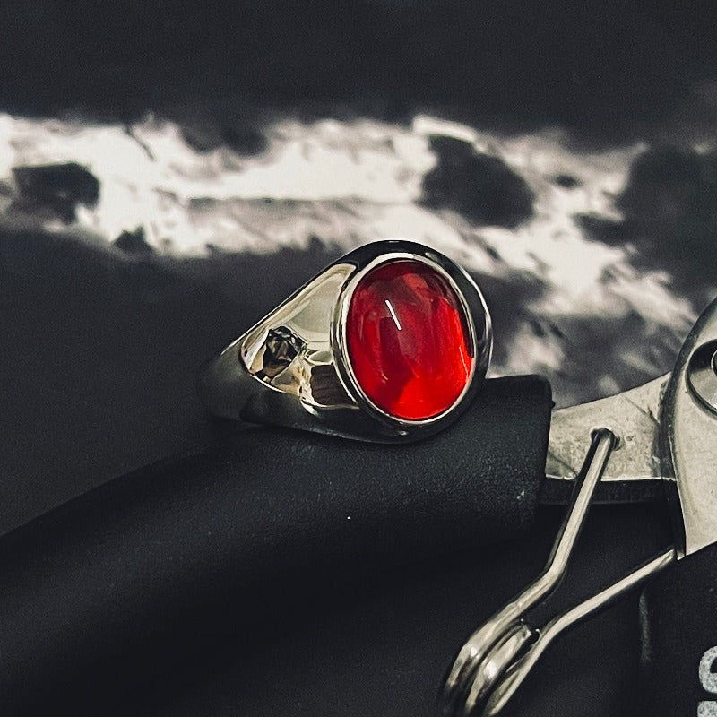Oval-cut Magenta Ring