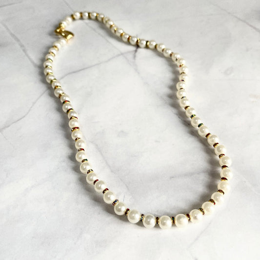 Faux Pearl 22" Rhinestone Chain