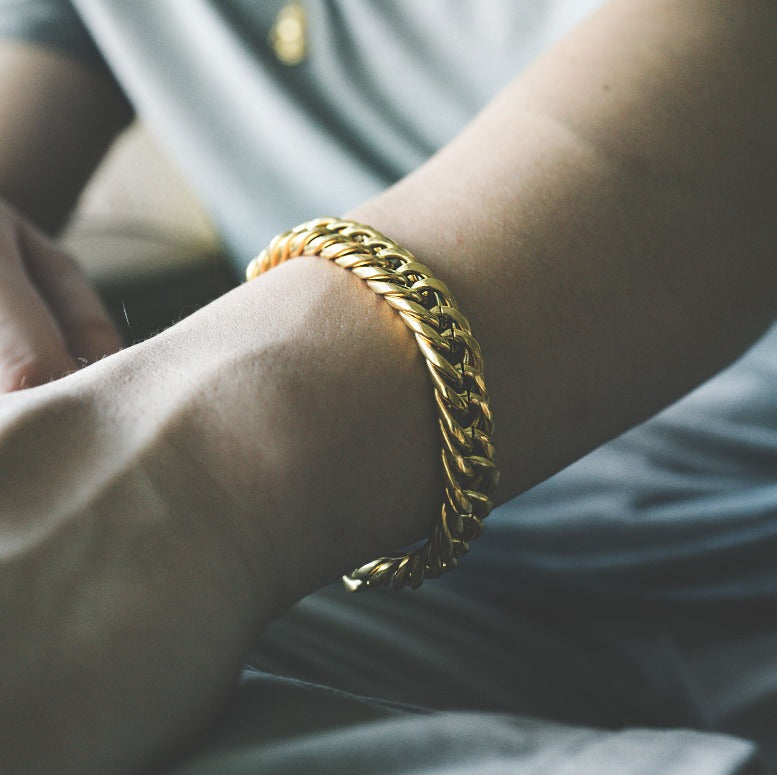 10mm Cuban Bracelet - Bracelet - Cold Gold Mens Gold Urban Contemporary Hiphop Jewelry