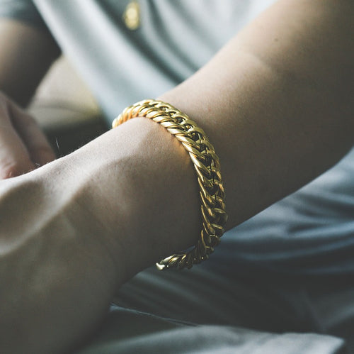 10mm Cuban Bracelet - Bracelet - Cold Gold Mens Gold Urban Contemporary Hiphop Jewelry