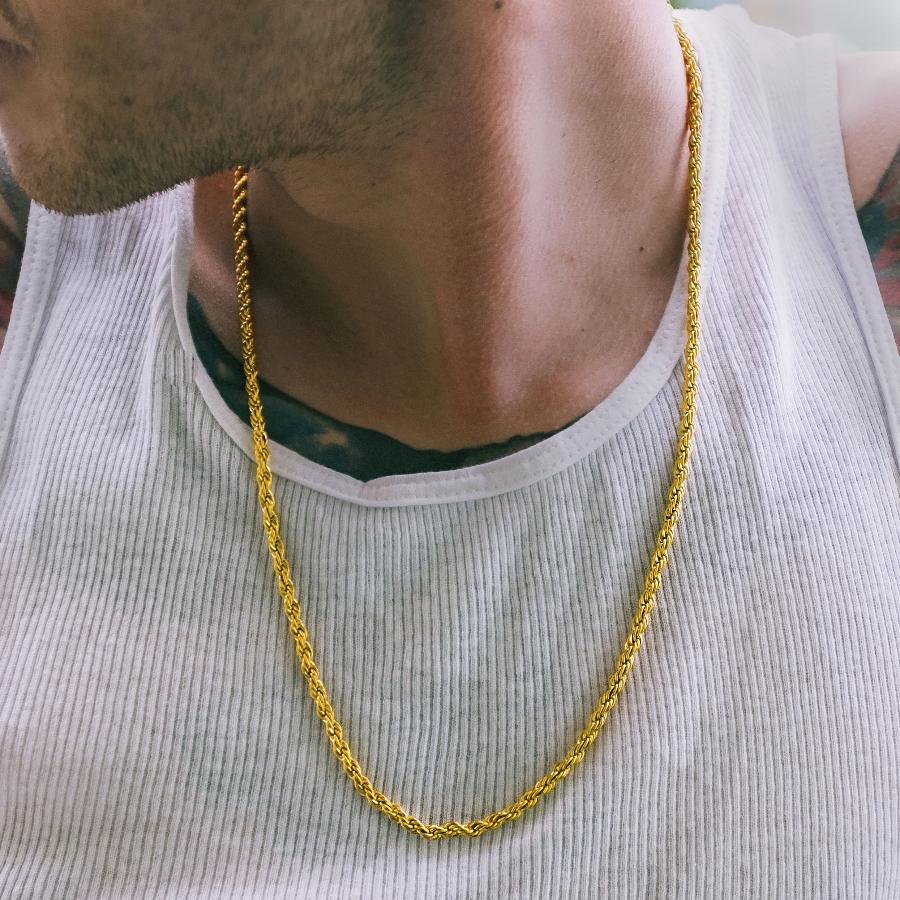 coldgold 26 inch 4mm rope chain for men in gold pvd plating