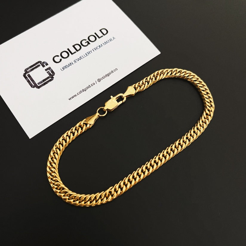 Mens Gold Bracelet | 5mm flat-clasp Cuban | Gold Plated Stainless Steel Jewelry by Cold Gold Philippines