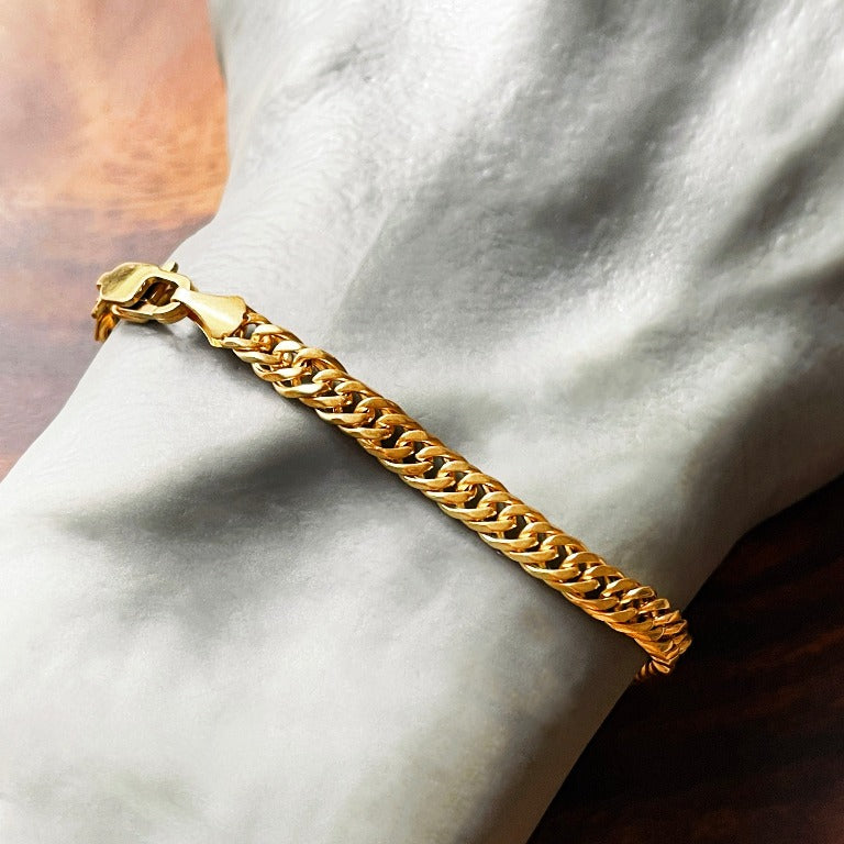 Mens Gold Bracelet | 5mm flat-clasp Cuban | Gold Plated Stainless Steel Jewelry by Cold Gold Philippines