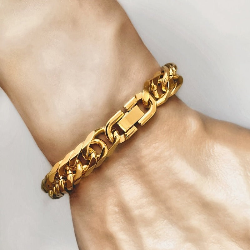 11mm Rounded box lock cuban bracelet - Cold Gold Philippines