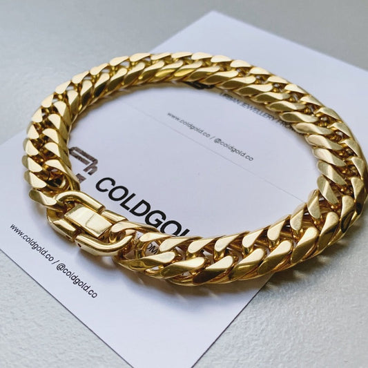 11mm Rounded box lock cuban bracelet - Cold Gold Philippines