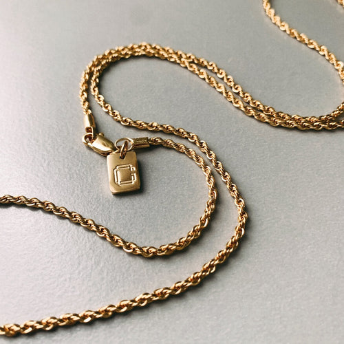 COLD GOLD 18K gold pvd plated rope chain 24 inches 2mm