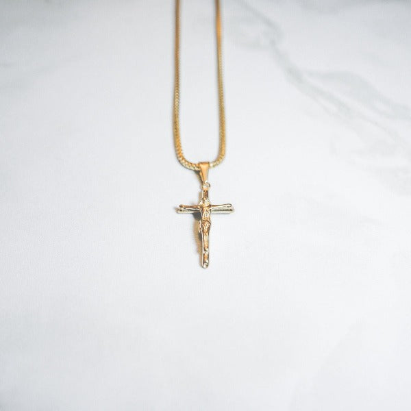 Mini Crucifix 2.0 - Necklace - Cold Gold Mens Gold Urban Contemporary Hiphop Jewelry