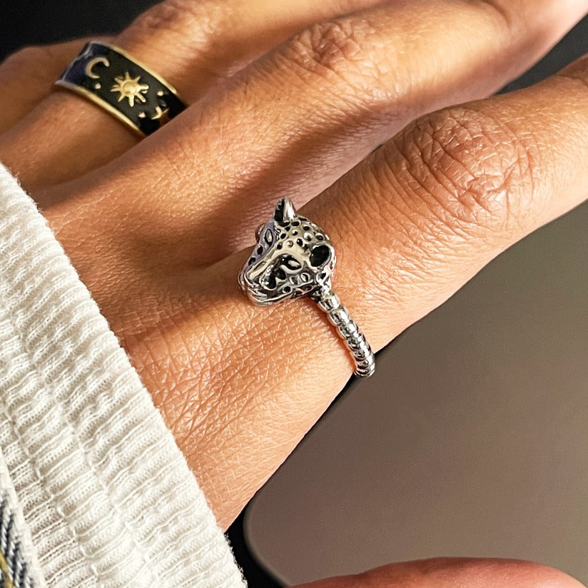 Steel Leopard Ring
