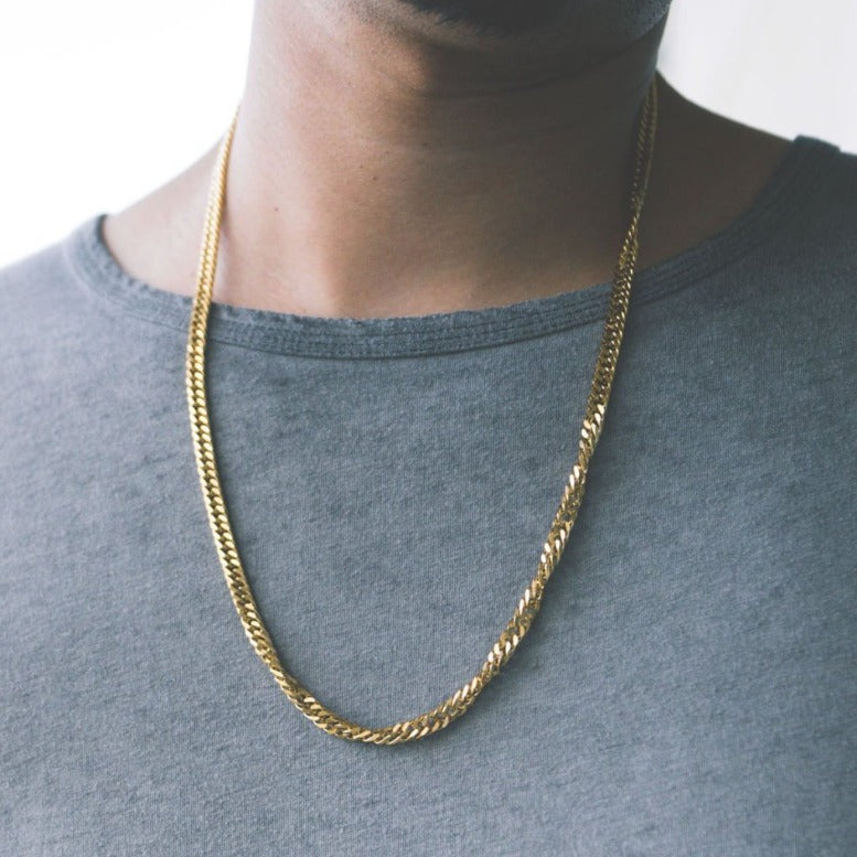 cold gold urban jewelry mens cuban chain 18 karat solid gold and gold pvd plated