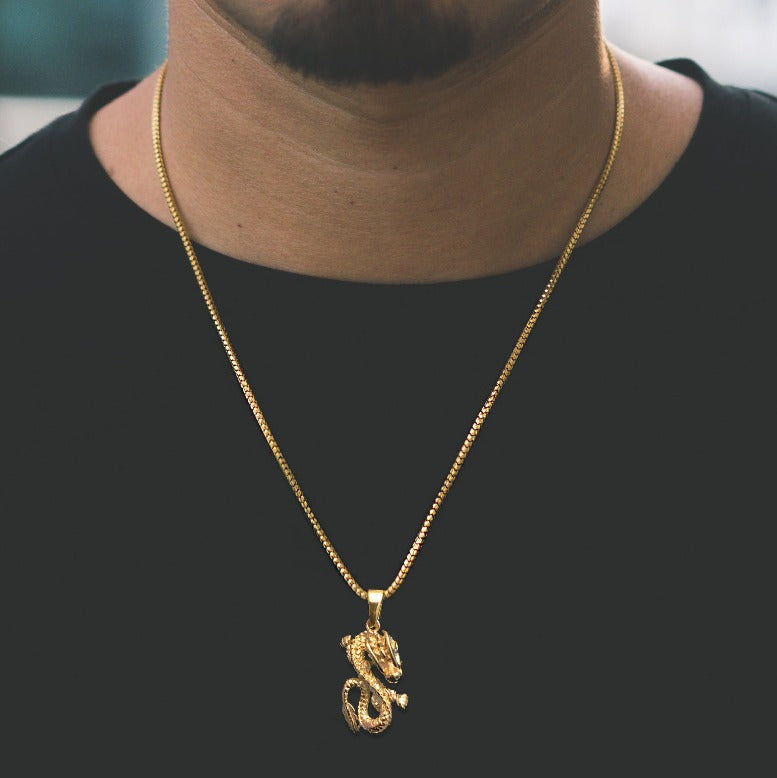 cold gold dragon king serpent totem pendant from the zen collection