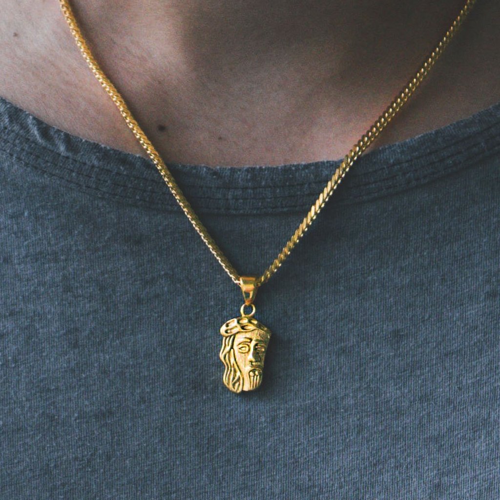 cold gold ph urban jewelry face of jesus micro with cuban chain gold pvd plated