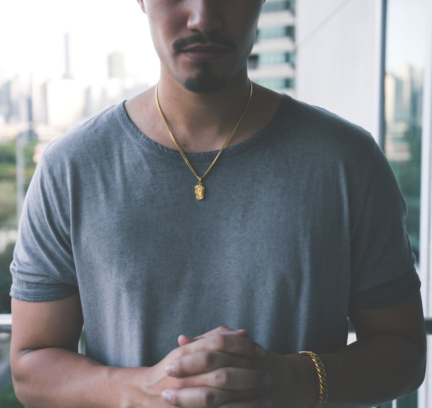 cold gold ph urban jewelry face of jesus micro with cuban chain gold pvd plated
