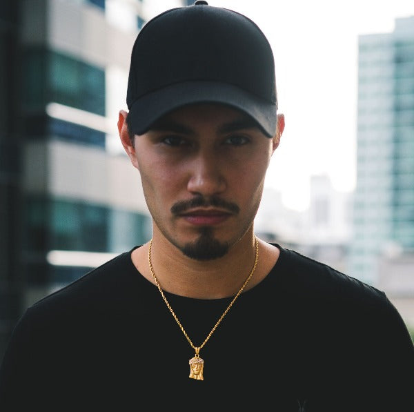 Iced Crown Jesus (Mini) - Necklace - Cold Gold Mens Gold Urban Contemporary Hiphop Jewelry