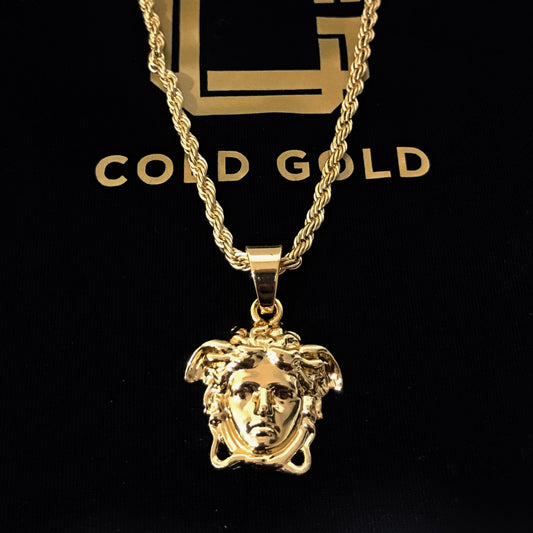 Medusa Head - Necklace - Cold Gold Mens Gold Urban Contemporary Hiphop Jewelry