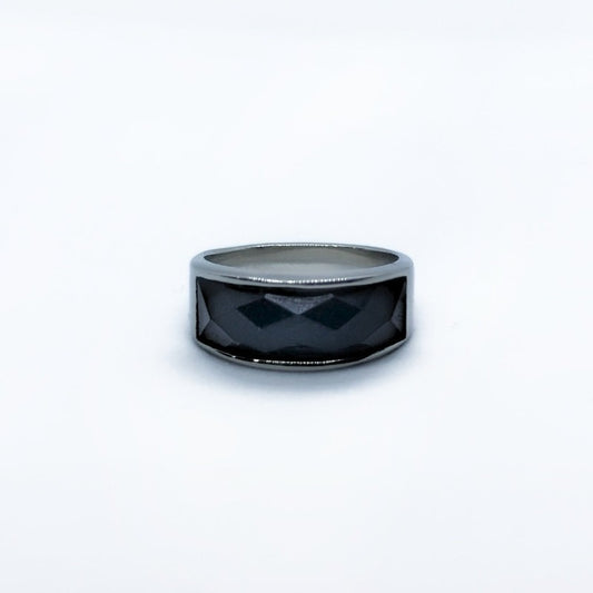 Steel Onyx Pinky Ring