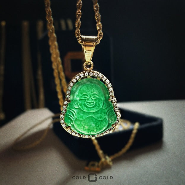 24k Yellow Gold & Green Jade Buddha Pendants Necklace - China 24k Gold and  Green Jade price | Made-in-China.com