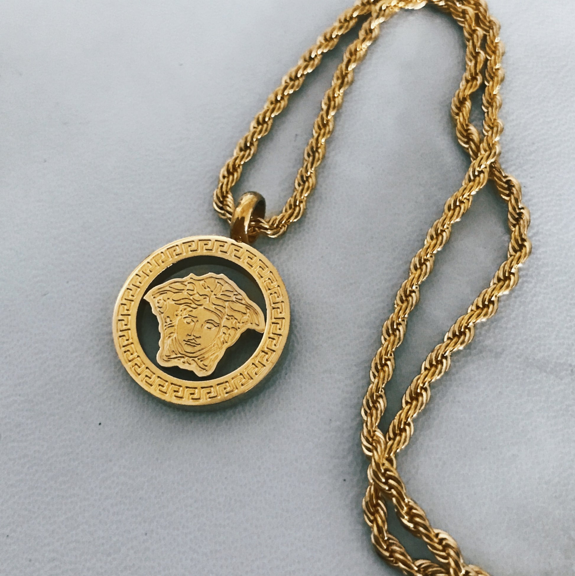 Micro Medusa Medallion - Necklace - Cold Gold Mens Gold Urban Contemporary Hiphop Jewelry