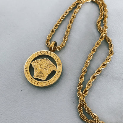 Micro Medusa Medallion - Necklace - Cold Gold Mens Gold Urban Contemporary Hiphop Jewelry