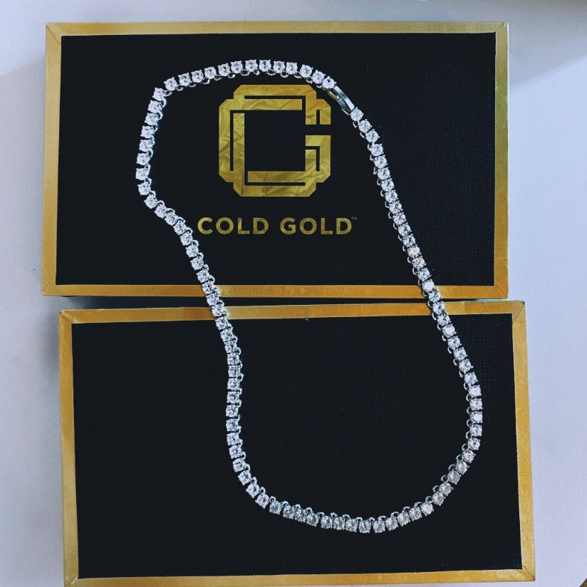 5mm Tennis Choker 17” (white gold and rosegold)