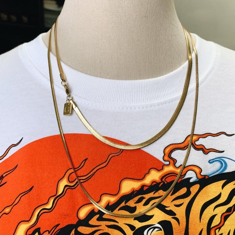 18k gold plated Herringbone Chain - 2mm thick 24 inches length - from COLDGOLD.CO