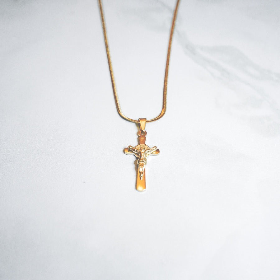 religious mini crucifix cross with jesus pendant gold pvd plated cold gold