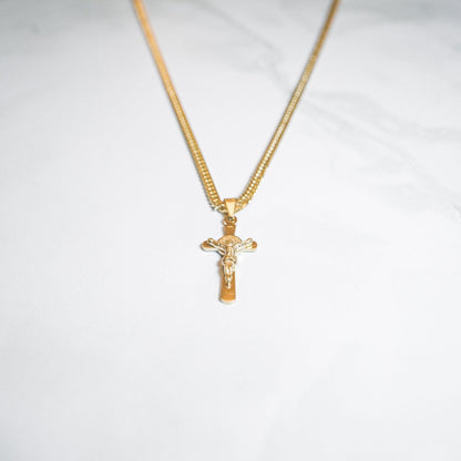 religious mini crucifix cross with jesus pendant gold pvd plated cold gold