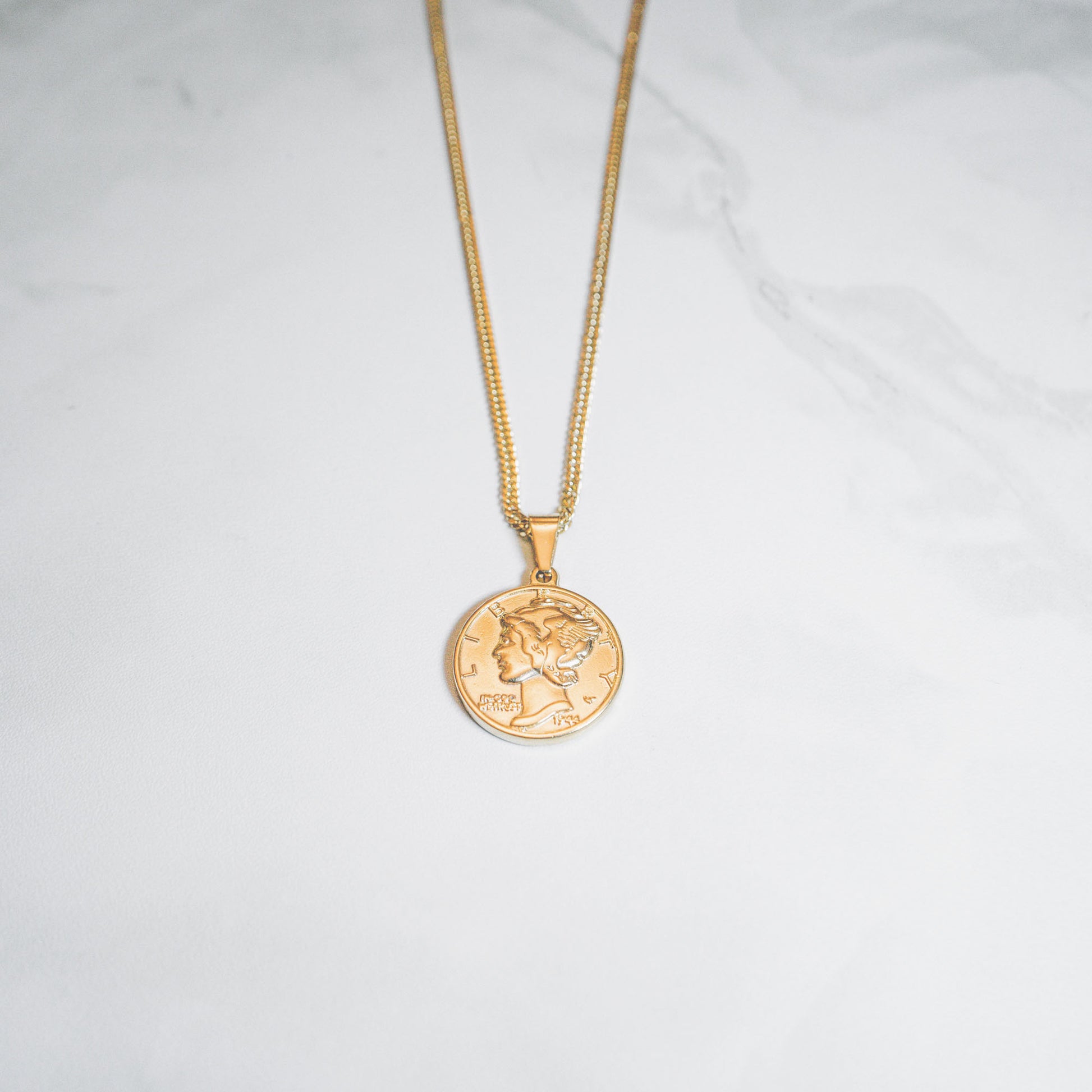 cold gold urban jewelry mini liberty piece with gold plated chain