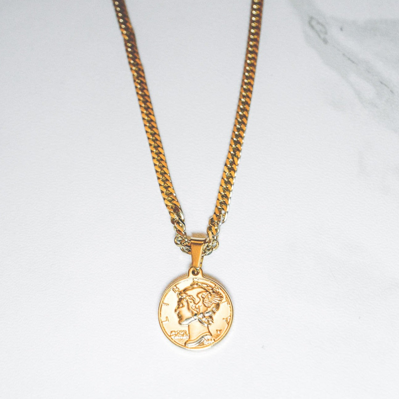 cold gold urban jewelry mini liberty piece with gold plated chain