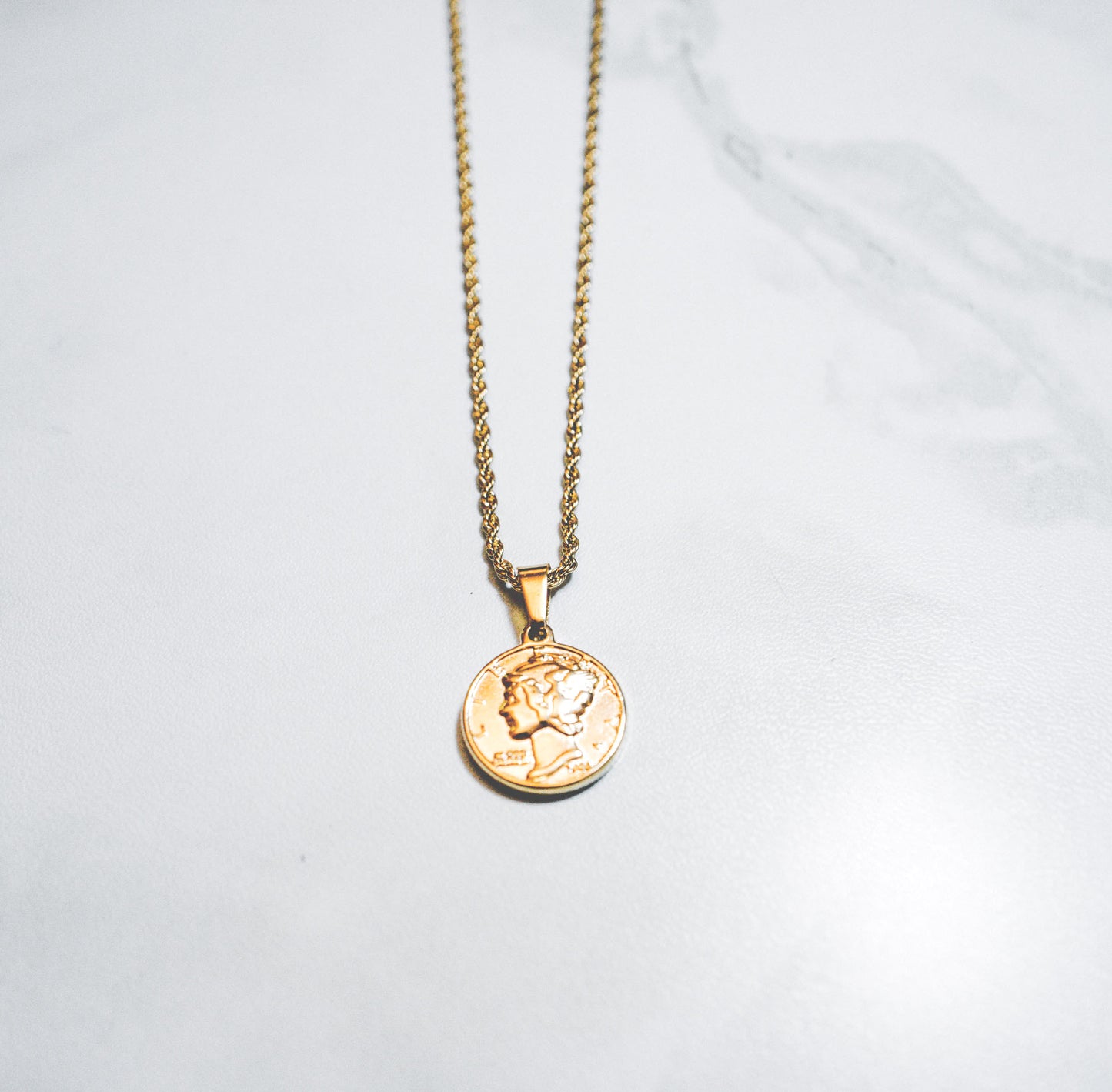 cold gold urban jewelry mini liberty piece with gold plated chain