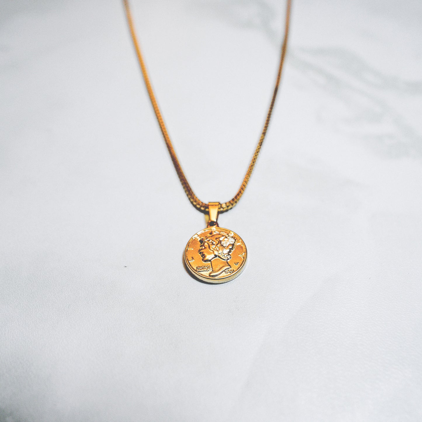 cold gold urban jewelry mini liberty piece with gold plated chain