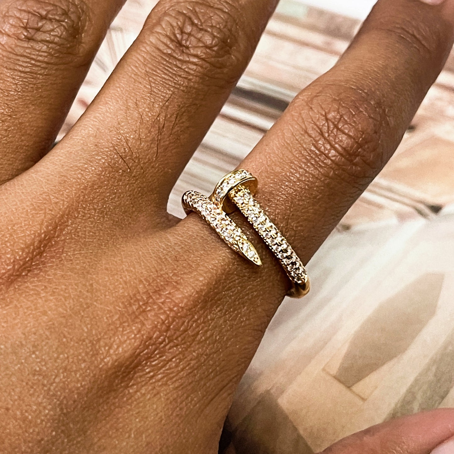 Nail Iced Out Accent Ring