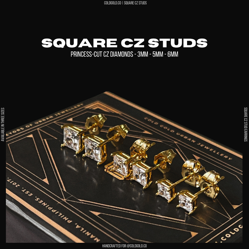 Square CZ Studs (sizes available)