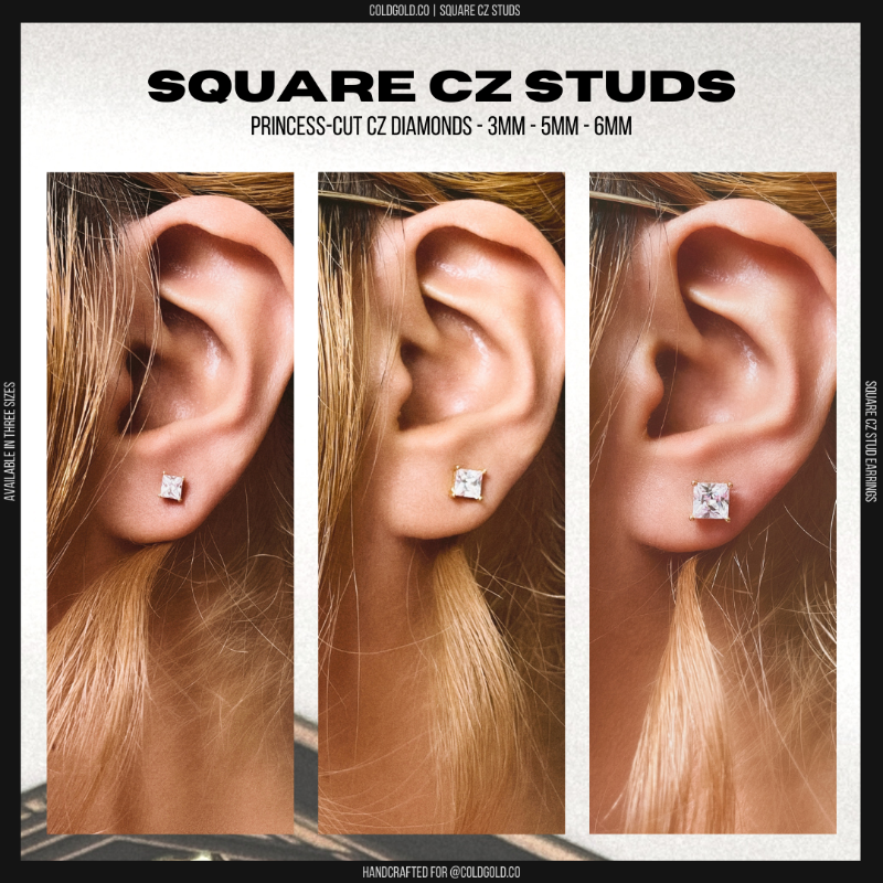 Square CZ Studs (sizes available)